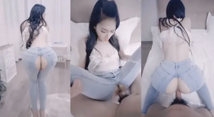 하트 엉덩이 모델 청바지에 구멍뚫고 강약 중강약